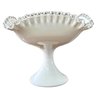 Vintage Mid Century Milk Glass Fenton Ruffled Rim Footed Bowl