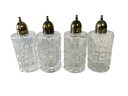 Vintage Leonard Glass Salt And Pepper Shakers With Silver Plate Tops