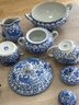 Vintage Set Of Made In Japan Blue & White Porcelain Phoenix Bird Serving Pieces