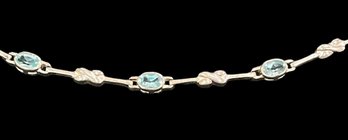 Sterling Silver Vintage Blue Topaz Link Bracelet