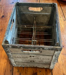Antique Wood Metal SALOIS SANITARY MILK Crate