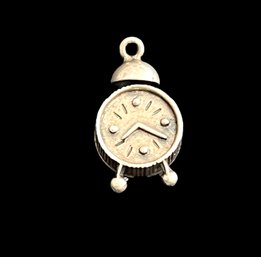 Vintage Danecraft Sterling Silver Clock Pendant Charm .8'