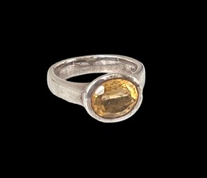 Vintage Sterling Silver Marked OKC Yellow Topaz 6.5gr Size 8 Ring