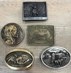 Collection Of 5 Vintage Belt Buckles Includes Tiffany Studio Buckle