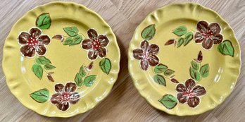 Pair Of Arielle France Mustard Color Plates