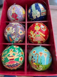 Pottery Barn Set Of 6 Colorful Christmas Ornaments