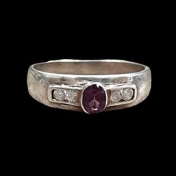 Vintage Sterling Silver Purple And Clear Cz Band Ring Size 8