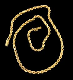 14K Marked Twisted Rope Necklace 7 Grams 17' Length