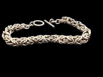 Byzantine Style Intertwining Link Sterling Silver Bracelet 8'