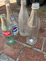 Vintage Lot Of 4 Bottles , 1 Pepsi And 3 Coca Cola Bottles