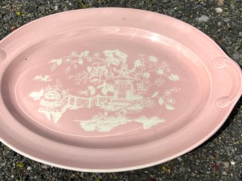 Rare Antique TST Taylor Smith Taylor Coral Craft Pink Platter
