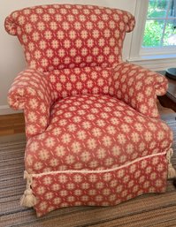 Rolled Arms And Rolled Back Vintage Wing Back Upholstered Chair