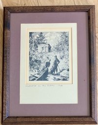 A.L Ripley 1928 Illustration Framed Men Pulling Dingy Ashore