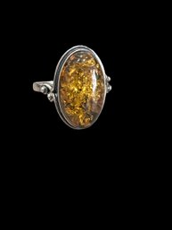 Vintage Sterling Silver Amber Ring 4.6 Grams Size 8.75