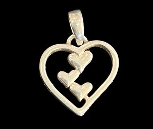 Vintage Heart Sisters Pendant Charm 925 Sterling Silver  With Inscription