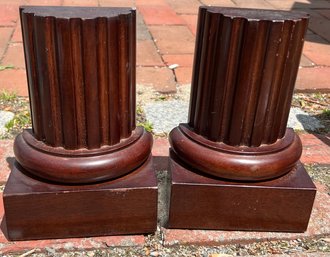 Pair Of Wood Pillar Bombay Bookends