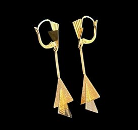 14K Yellow Gold Arrow Abstract Post Earrings 6.2gr