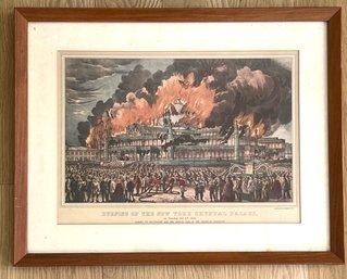 Vintage Currier And Ives 'Burning Of The Crystal Palace' Firemen Print 1