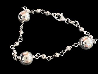 Sterling Silver Ball Link Bracelet  7.5'