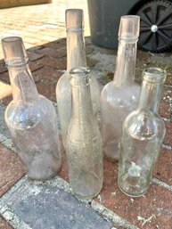Vintage Lot Of Clear Glass Bottles