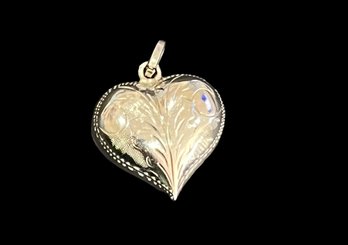 Vintage Heart Pendant Charm 925 Silver  .75'