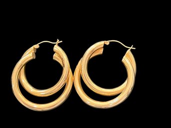 14K Yellow Gold Double Puffed Earrings 12gr