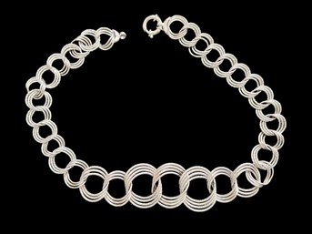 New Without Tag Dobbs Sterling Silver Graduation Texture 3 Link Necklace 18'