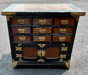 Mid Century Korean Apothecary Chest Of Drawers With Brass Fixtures