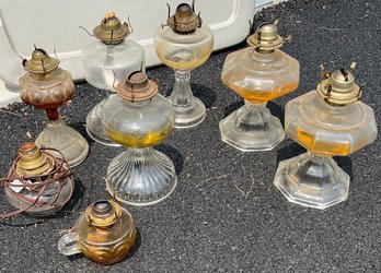 Vintage Lot Of Various Size Glass Oil Lamps 1 Pair Of Same