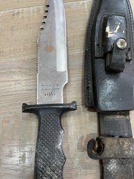 SURVIVAL MASTER SKSRS Handmade Knife Leather Sheath Sharperner & Compass