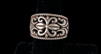 Vintage Thick Filigree NF Sterling Silver Ring 6.6gr  Size 7.75
