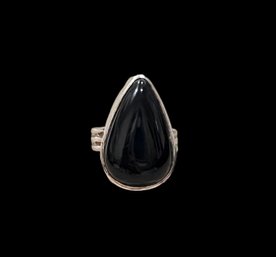 Vintage Large Onyx Stone Sterling Silver Ring 8.9gr Size 7.75