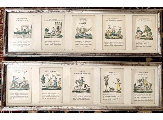 Pair Of Framed Early Children's Grammar Illustrated Prints