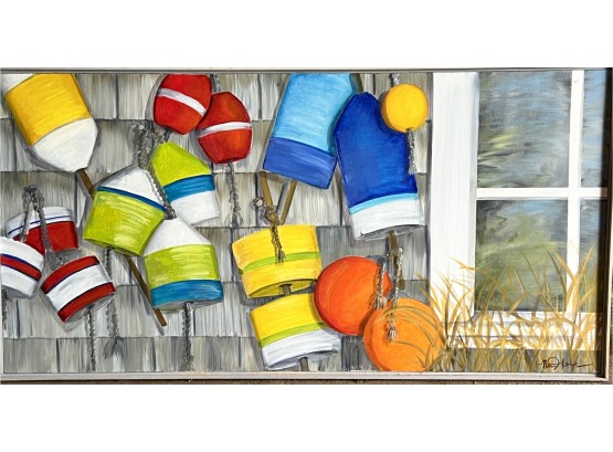 Cape Cod Buoy Love Contemporary Oil Signed PaintingPainting