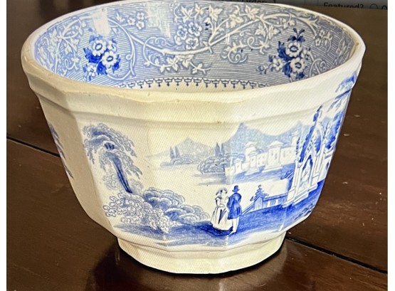 Vintage English William Adams Blue And White Bowl