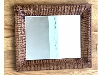 Painted Faux Wood Texture Framed Mirror