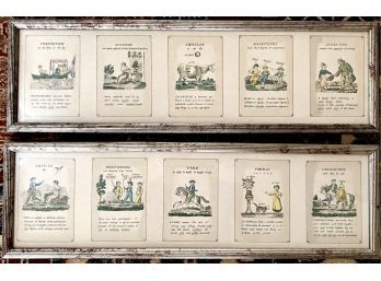 Pair Of Framed Early Children's Grammar Illustrated Prints