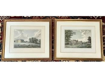 Framed Pair Of 2 Signed Hand Colored English Engravings