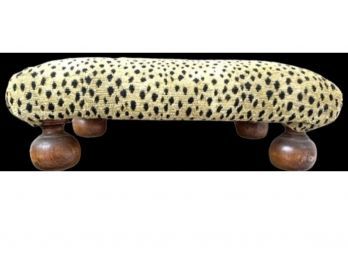 Fabric Covered Vintage Ball Feet Leopard Spot Stool