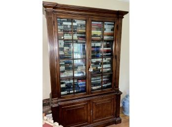Regency Style Tall Mahogany Bookcase With Glass Pane Doors