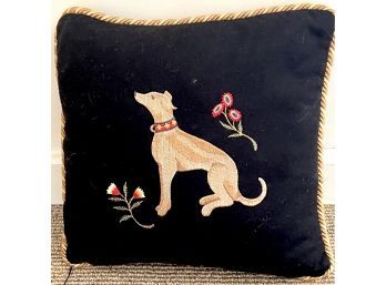 Colorful Embroidered Dog  Throw Pillow