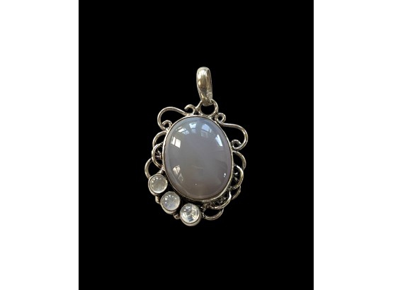 Sterling Silver Blue Chalcedony And Moonstone Pendant