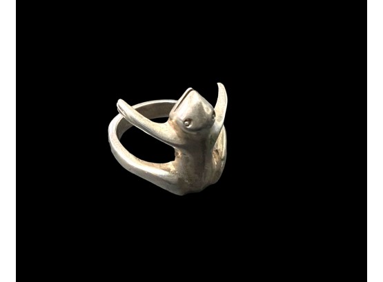 Vintage Sterling Silver 3D Taxco Mexico Frog Ring Size 7