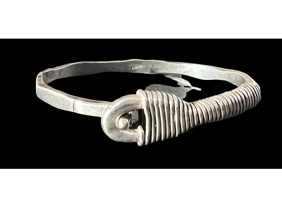 Sterling Silver Hook Wrapped Wire Bracelet Bangle 6'
