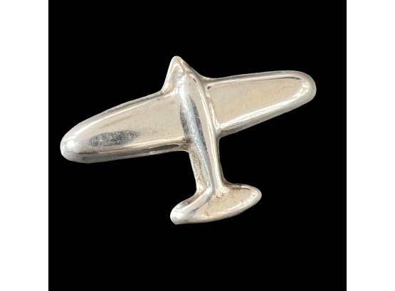 Vintage Mid Century Sterling Silver Plane Brooch Pin