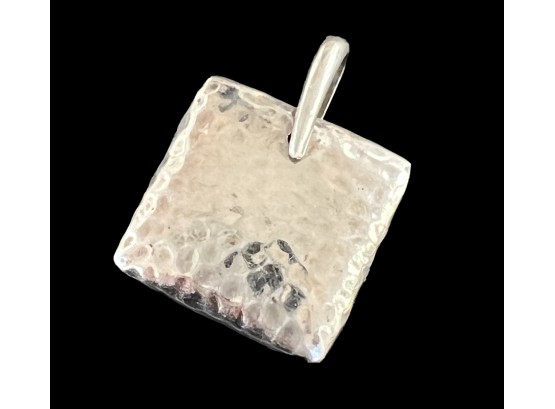 Sterling Silver Puffed Silpada Square Hammered Pendant