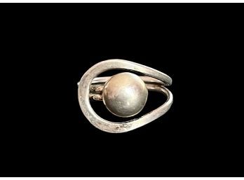 Vintage Mexico Sterling Silver Modernist Bypass Ball Ring Size 7.5