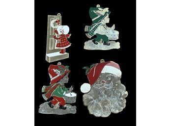 Set Of 4 Die Cut Christmas Ornaments Or Book Marker