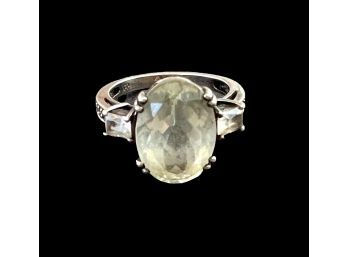 Vintage Sterling Silver Marked 'FP' Aquamarine And CZ's Ring Size7