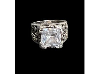 Sterling Silver And Cubic Zirconia Filigree Ring Size 6